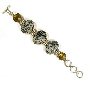 Black line Jasper and faceted citrons bracelet